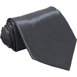 Men's Dark Gray Solid Pure Color 3.75" Imported Satin Formal Neck Ties
